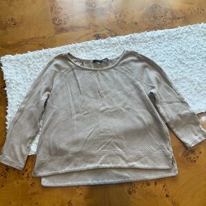 Tibi Cropped Beige Textured Long Sleeve Top